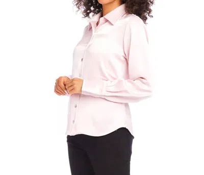 Karen Kane Satin Side Pleat Shirt In Pink