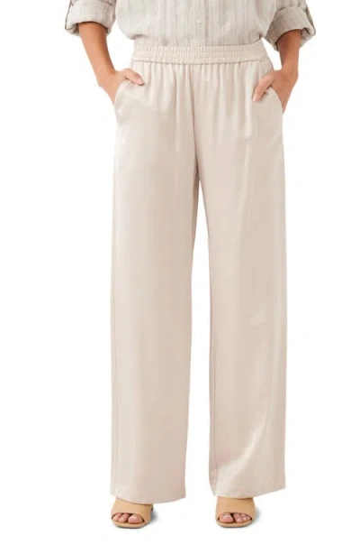 Karen Kane Satin Wide Leg Pants In Neutral