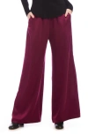Karen Kane Satin Wide Leg Pants In Wine