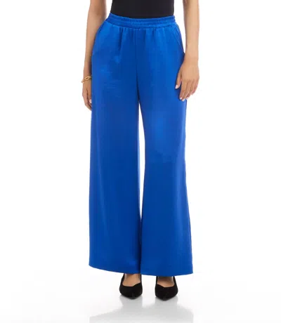 Karen Kane Satin Wide-leg Pants In Sapphire Blue