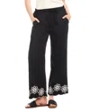 Karen Kane Embroidered Scallop Drawstring Cotton Pants