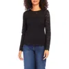 Karen Kane Scalloped Lace Top In Black