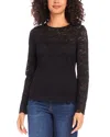 Karen Kane Scalloped Lace Top In Black