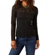 Karen Kane Scalloped Lace Top In Black