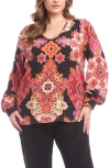Karen Kane Printed Scoop Neck Top In Multi