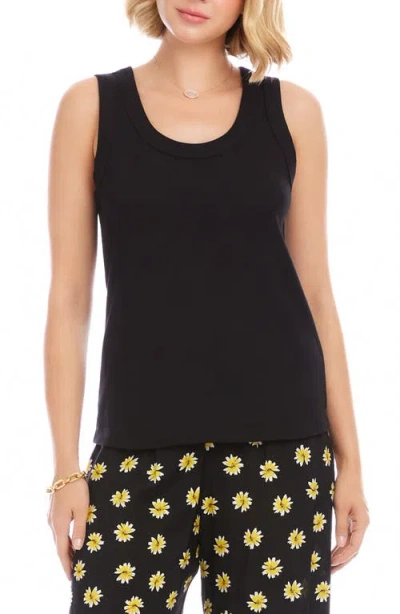 Karen Kane Scoop Neck Rib Tank In Black