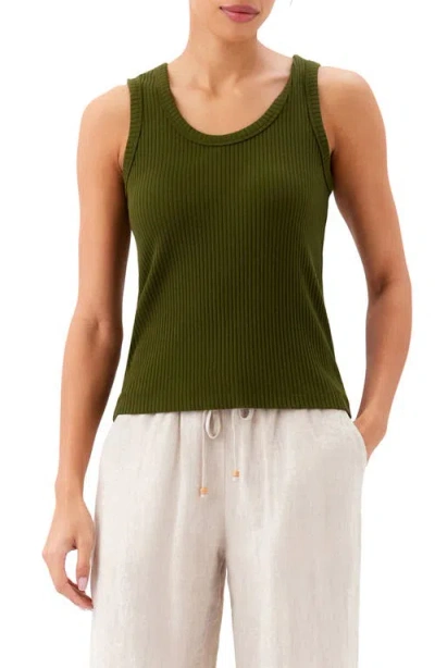 Karen Kane Scoop Neck Rib Tank In Green