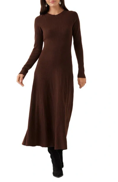 Karen Kane Seamless Rib Sweater Midi Dress In Chocolate