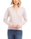 Karen Kane Sequin Crossover Wrap Sweater In Pink