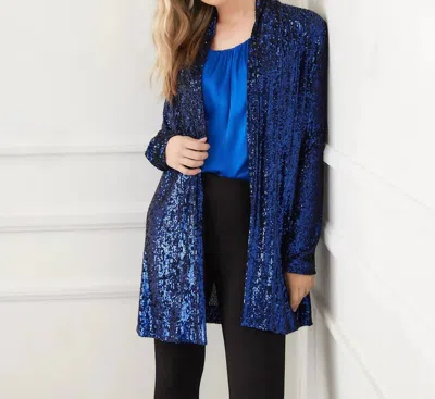 Karen Kane Sequin Duster Cardigan In Sapphire Blue