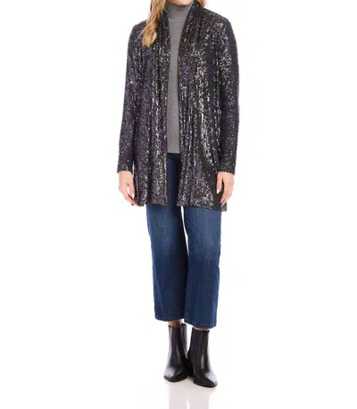 Karen Kane Sequin Duster In Smoke In Grey