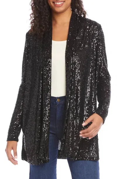 Karen Kane Sequin Jacket In Black Sequin In Smoke
