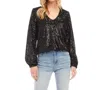 KAREN KANE SEQUIN LONG SLEEVE TOP IN BLACK