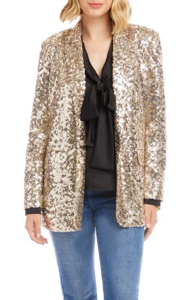 Karen Kane Sequin Open Front Jacket In Gold