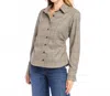 Karen Kane Sequin Side-pleat Shirt In Plaid In Gray