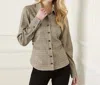 Karen Kane Sequin Side Pleat Shirt In Plaid In Multi