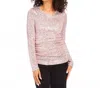 Karen Kane Sequin Side Shirred Top In Pink Shimmer