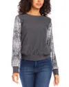 Karen Kane Sequin Sleeve Top In Dark Heather Grey