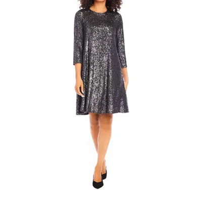 Karen Kane Sequin Swing Dress In Smoke In Gray