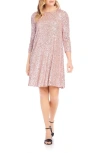 Karen Kane Sequined Swing Dress In Pink
