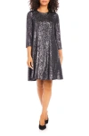 Karen Kane Sequin Swing Dress In Smoke