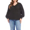 Karen Kane Plus Size Sequin V Neck Sweater In Multi