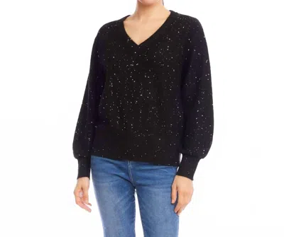 Karen Kane Sequin V-neck Sweater In Black In Multi