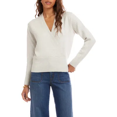 Karen Kane Sequin Wrap Sweater In White