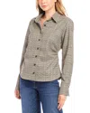 Karen Kane Sequin Side Pleat Shirt In Plaid In Plaid