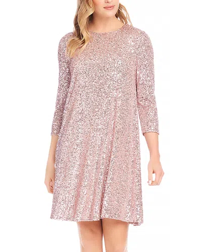 Karen Kane Sequined Swing Dress In Pink