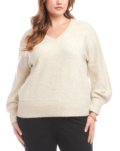 KAREN KANE SEQUINNED V NECK SWEATER