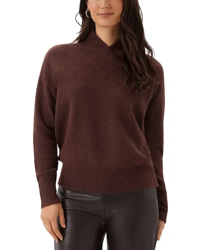 Karen Kane Shawl Collar Drop Sleeve Sweater In Brown