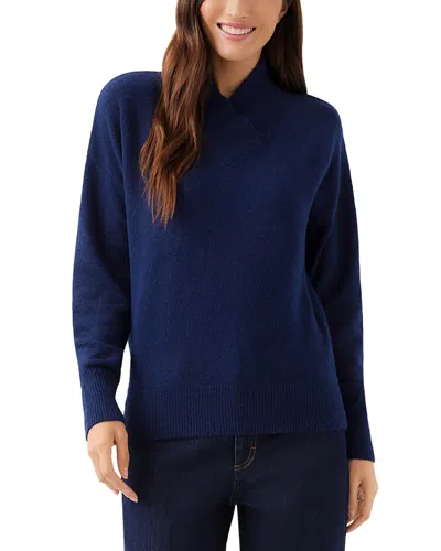 Karen Kane Shawl Collar Drop Sleeve Sweater In Blue