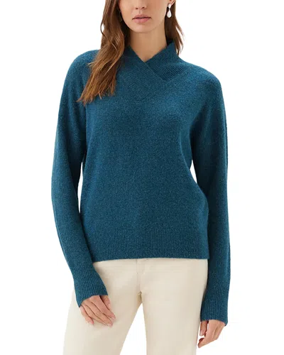 Karen Kane Shawl Collar Drop Sleeve Sweater In Blue