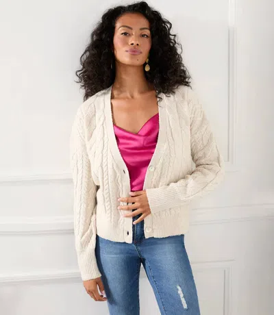 Karen Kane Shaya Cable Knit Cardigan In Sand In Neutral
