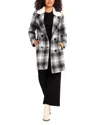 Karen Kane Faux Shearling Car Coat In Plaid
