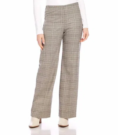 Karen Kane Shelby Sequin Wide Leg Pants In Dark Tan Plaid In Brown