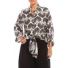 Karen Kane Shell Print Tie Front Linen Button-up Top In Print
