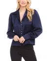 Karen Kane Shirred Satin Blouse In Navy In Navy