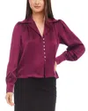 Karen Kane Satin Button-up Shirt In Wine