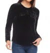 Karen Kane Long Sleeve Crushed Velvet Top In Black