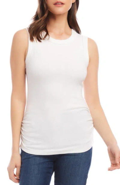 Karen Kane Shirred Stretch Hemp & Organic Cotton Tank In Off White