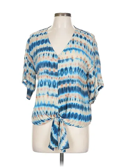 Pre-owned Karen Kane Short Sleeve Blouse In Blue