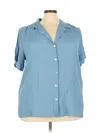 Karen Kane Short Sleeve Blouse In Blue