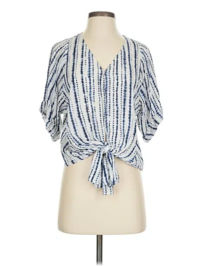 Pre-owned Karen Kane Short Sleeve Blouse In Blue