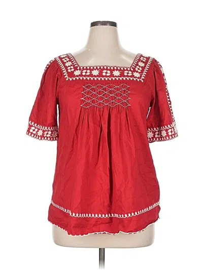 Pre-owned Karen Kane Short Sleeve Blouse In Red