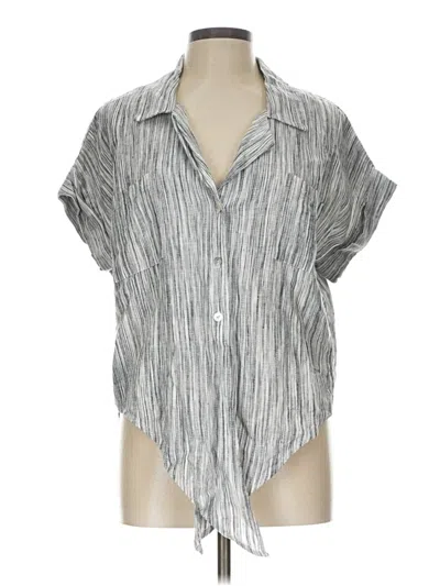 Pre-owned Karen Kane Short Sleeve Blouse In Silver