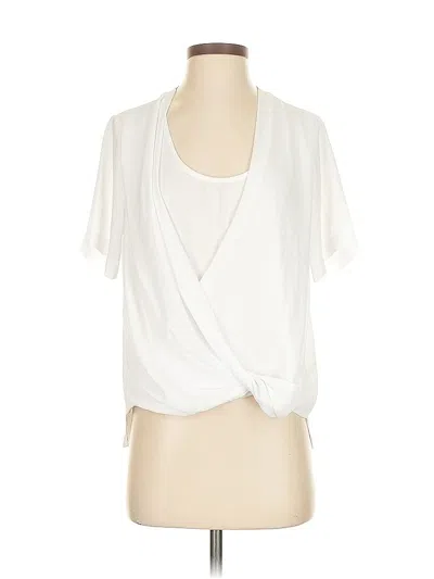 Pre-owned Karen Kane Short Sleeve Blouse In White