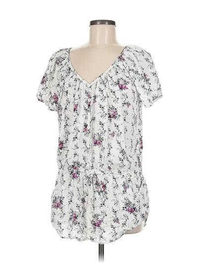 Pre-owned Karen Kane Short Sleeve Blouse In White