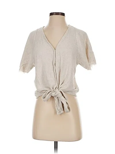 Pre-owned Karen Kane Short Sleeve Blouse In White